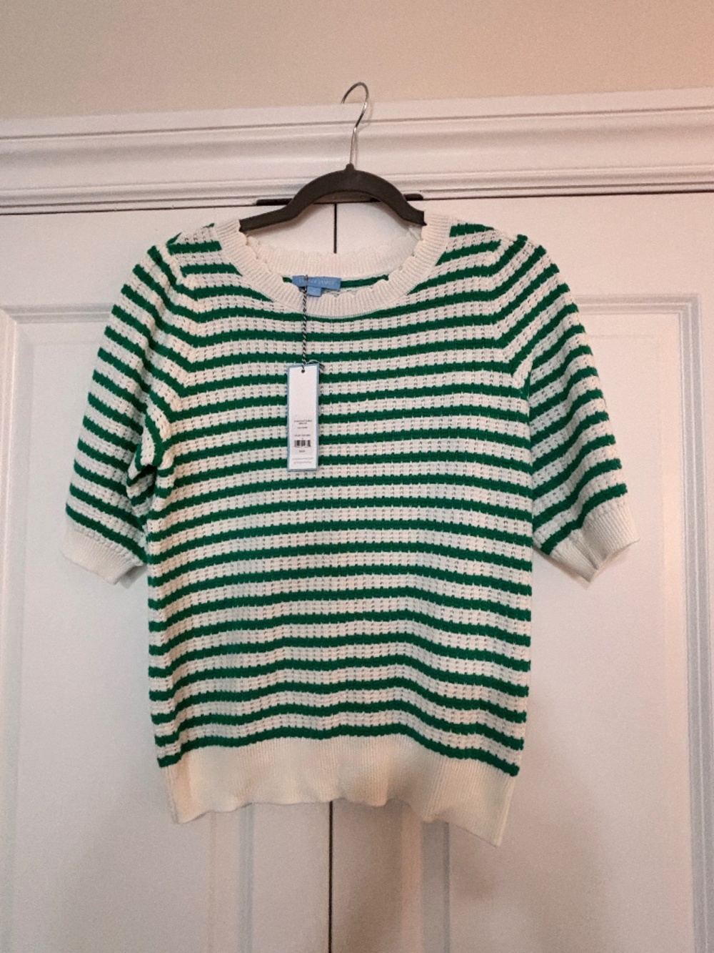 NWT Draper James Elbow Puff Sleeve Striped Sweater Size S